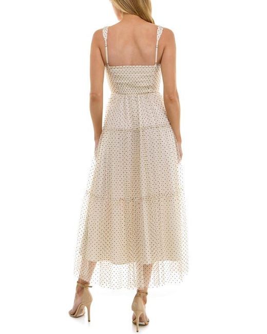 Socialite Natural Dot Mesh Empire Waist Gown