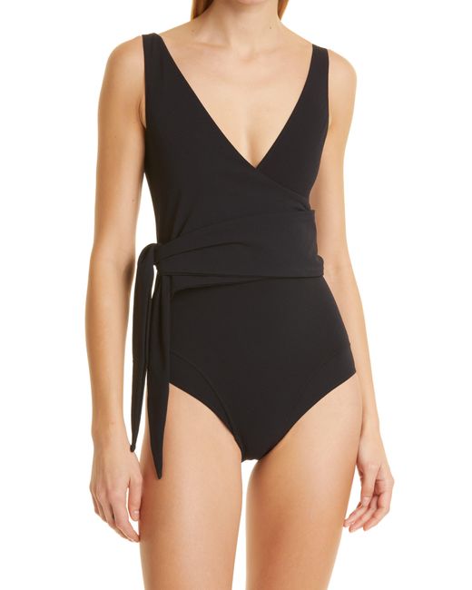 Lisa Marie Fernandez Black Dree Louise Wrap Front One-piece Swimsuit