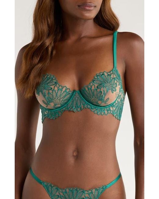 Bluebella Green Amaris Underwire Satin & Tulle Bra
