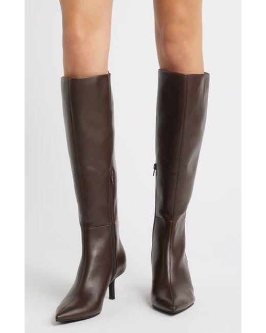 Open Edit Brown Elara Pointed Toe Knee High Boot