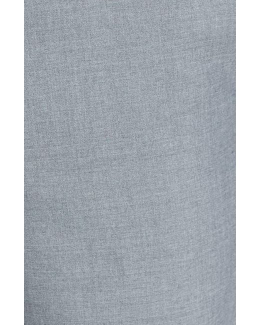 Berle Gray Self Sizer Waist Plain Weave Flat Front Washable Trousers for men