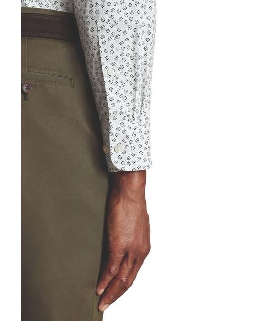 Charles Tyrwhitt White Slim Fit Semi-Cutaway Collar Non-Iron Floral Geo Print Shirt for men