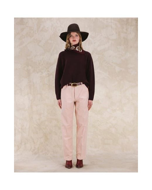 Fortela Purple Harvard Wool Raglan Sleeve Crewneck Knit