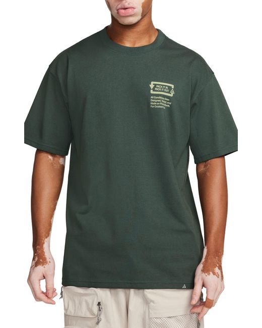 Nike Green Dri-fit Acg Pack It Out Oversize Graphic T-shirt for men