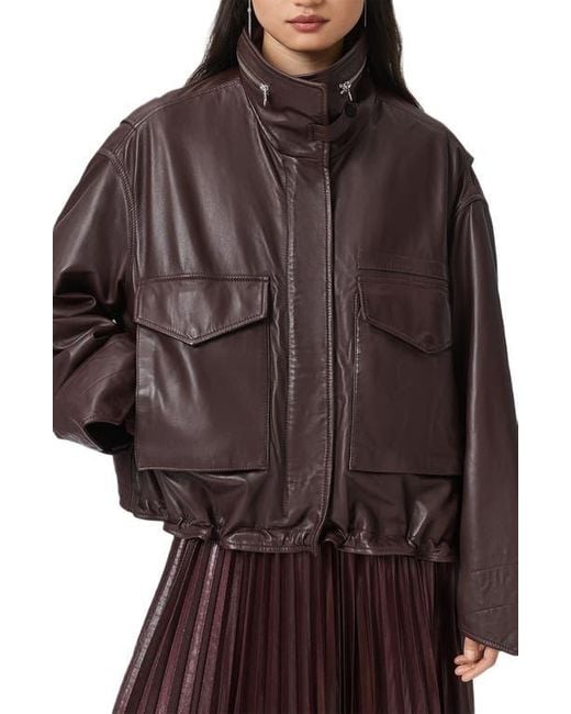 AllSaints Brown Clay Leather Jacket