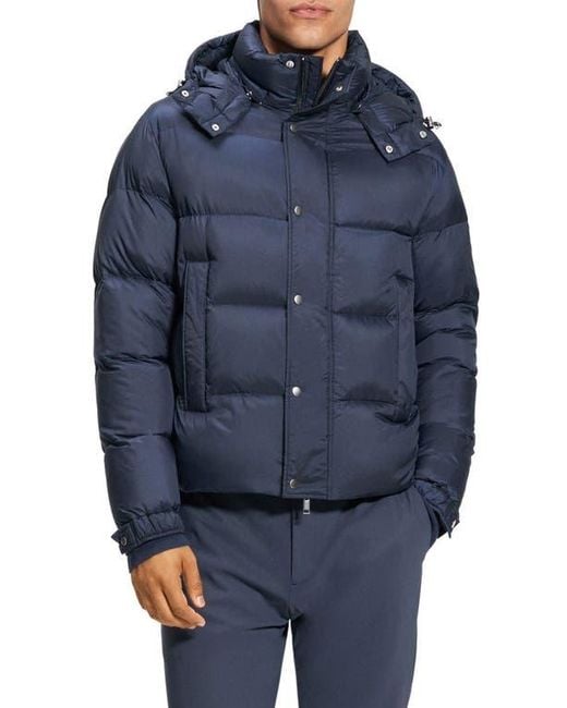 Theory Blue Marquez Puffer Jacket With Removable Hood for men