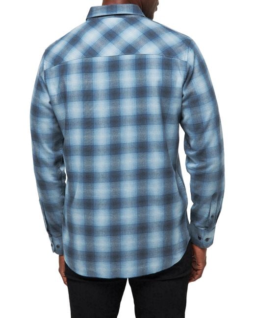 Travis Mathew Blue Cloud Plaid Flannel Button-up Shirt for men