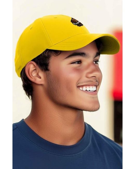 Alix Yellow Capybara Donut Embroidered Cap for men