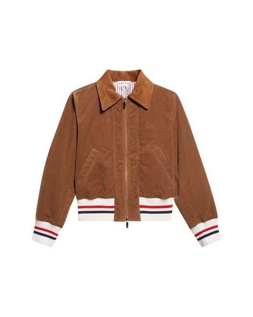 Thom Browne Brown Corduroy Crop Down Bomber Jacket
