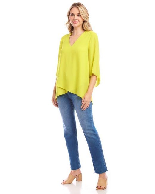 Karen Kane Yellow Crossover Hem Asymmetric Top