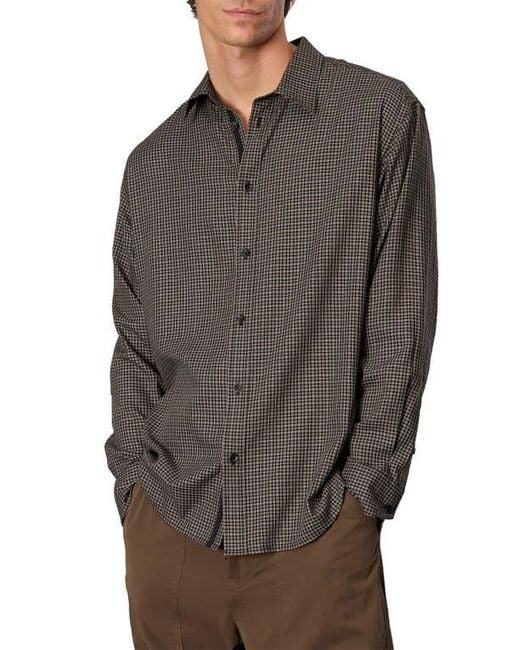 Rag & Bone Gray Matthew Cotton Blend Flannel Button-Up Shirt for men