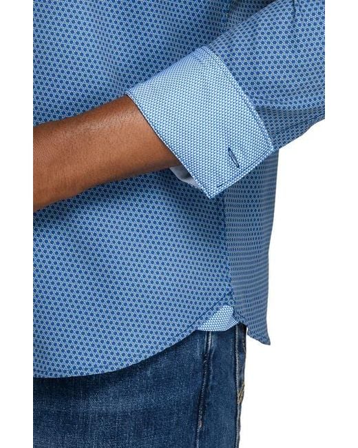 Con.struct Blue Hexagon Geo Woven Long Sleeve Basic for men