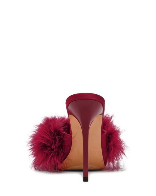 Steve Madden Red Ashbey Faux Feather Sandal