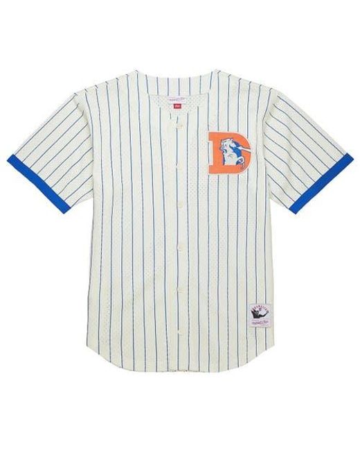 Mitchell & Ness Blue Denver Broncos Final Seconds Vintage Logo Mesh Button-Up Shirt for men