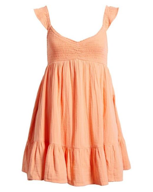 BP. Orange Cotton Gauze Skirted Romper