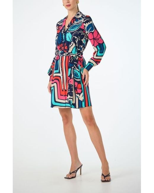 Trina Turk Red Promenade Printed Shirt Dress