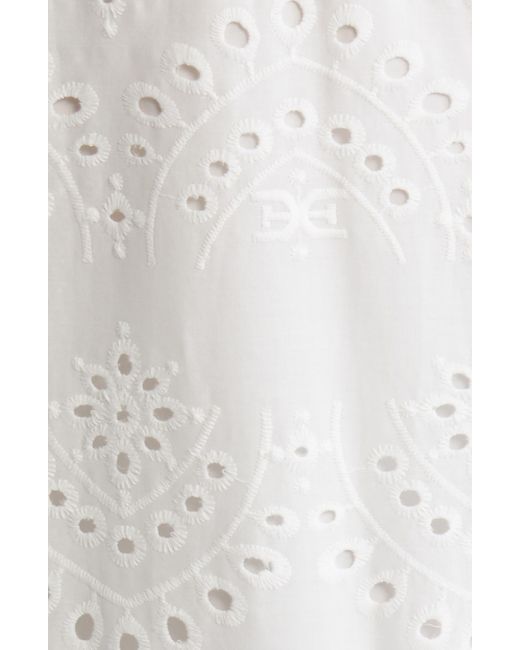Sam Edelman White Sleeveless Embroidered Eyelet Ruffle Dress