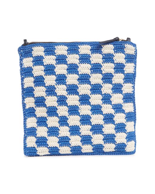 Clare V. Blue Crochet Cotton Foldover Clutch