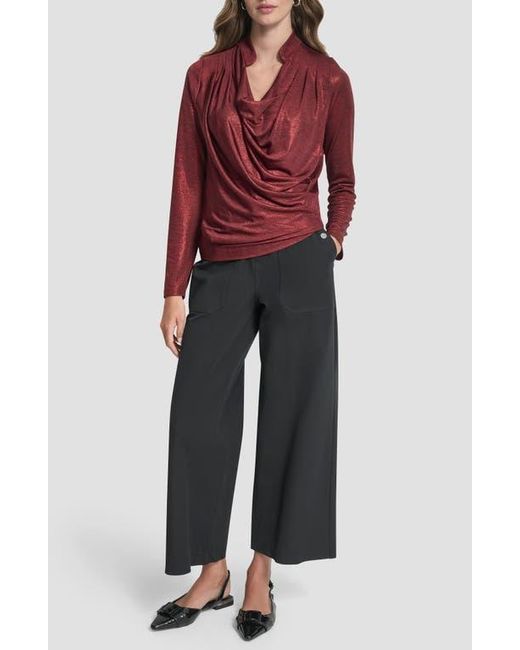 DKNY Red Heather Foil Drape Top
