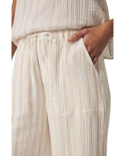 Splendid Natural Kit Stripe Cotton Gauze Crop Wide Leg Pants