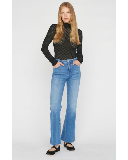 FRAME Blue Le Easy Flare Raw Hem Jeans