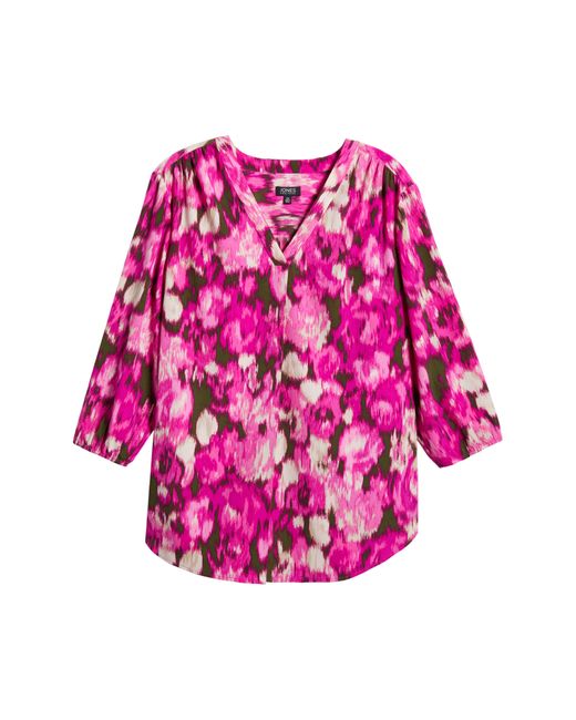 Jones New York Red Floral Tunic Top