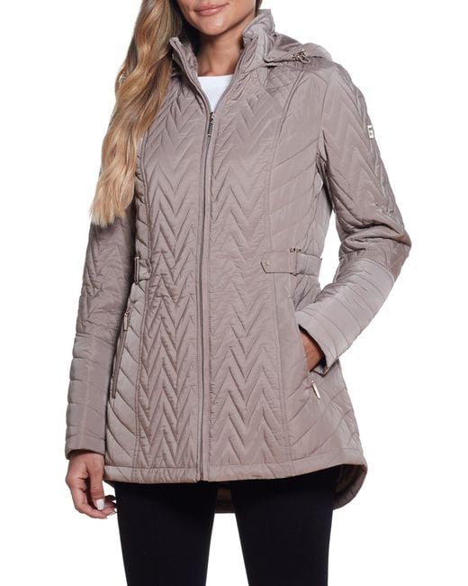 Gallery Brown Hooded Quilted Jacket