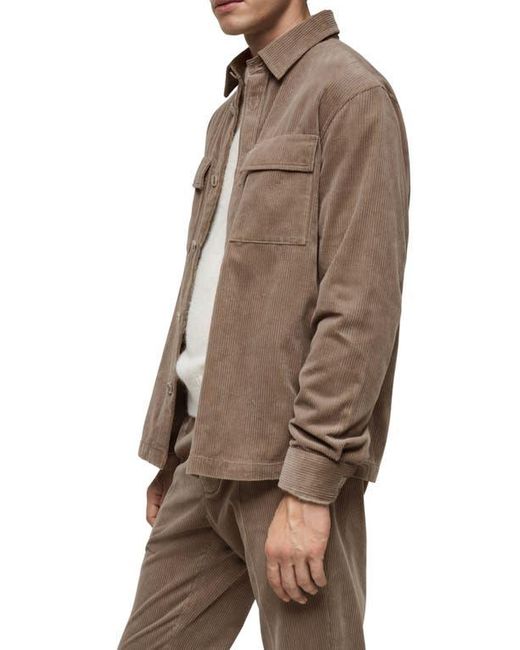 Mango Brown Regular Fit Corduroy Overshirt for men