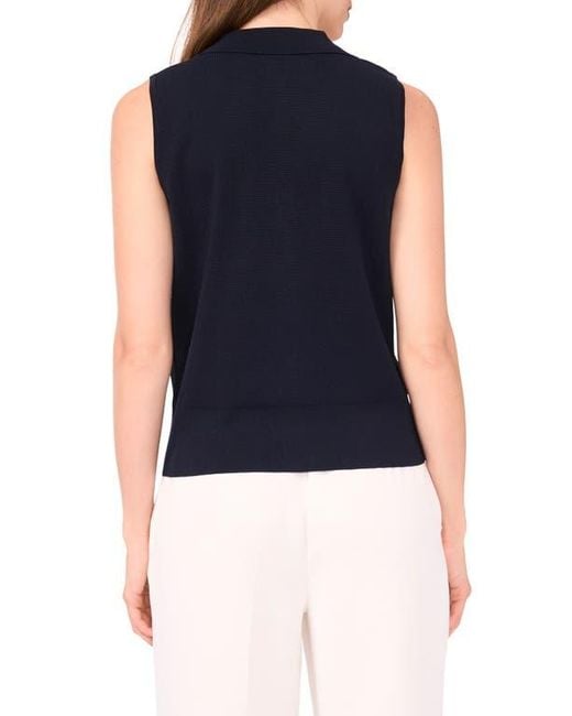 Halogen® Blue Lapel Collar Sweater Vest