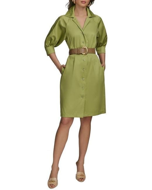 Donna Karan Women's Green Belted Shirtdress Donna Karan Women's Green Belted Shirtdress