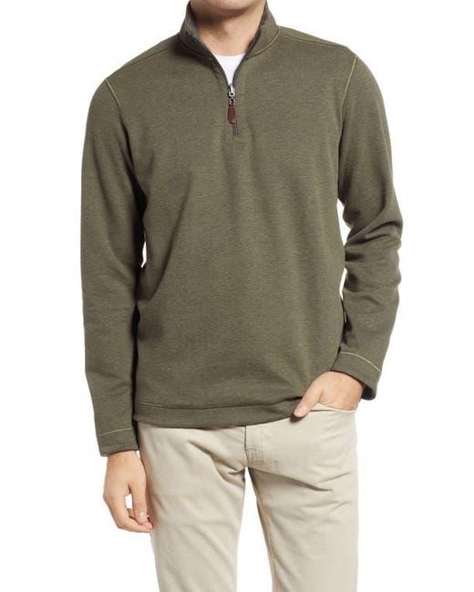 Johnston & Murphy Green Reversible Quarter Zip Pullover for men