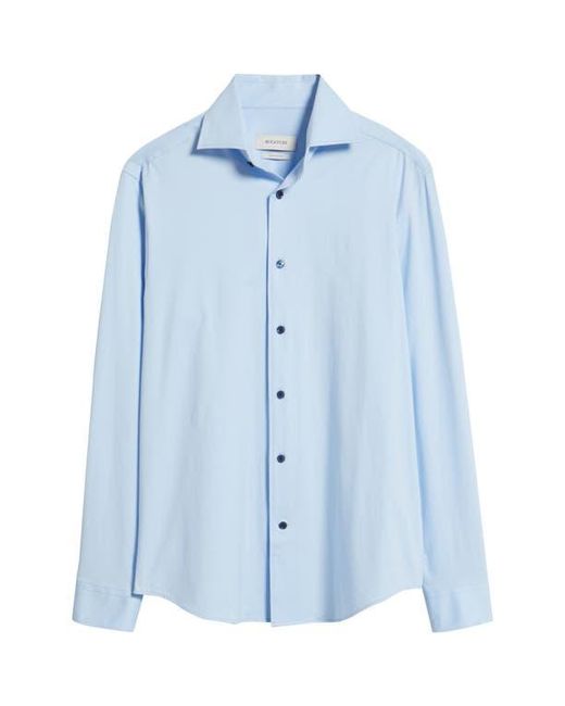 Bugatchi Blue James Ooohcotton Solid Button-Up Shirt for men