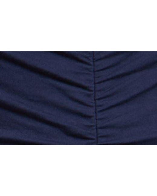 Open Edit Blue Ruched Sleeveless Maxi Dress