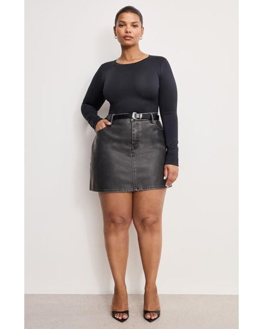 GOOD AMERICAN Black '90S Faux Leather Miniskirt