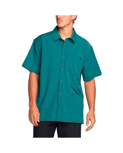 Billabong Green Surftrek Print Short Sleeve Button-Up Shirt for men
