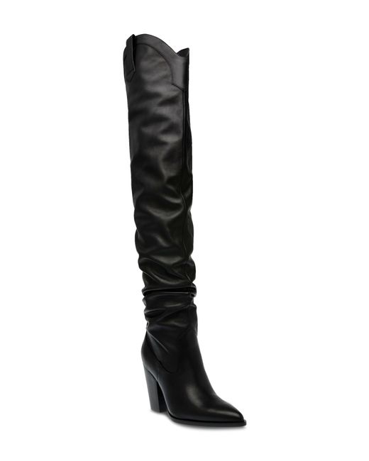 Steve Madden Black Landy Slouch Pointed Toe Over The Knee Boot