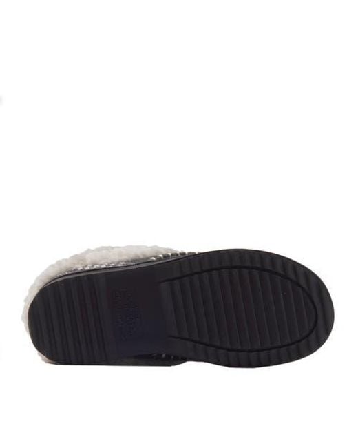 Dearfoams Black Nyla Felted Plaid Moccasin Toe Clog Slipper
