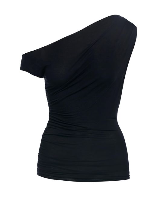 Naked Wardrobe Black Basic Drape One-shoulder Top