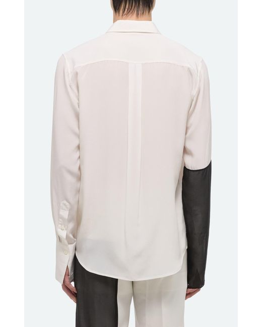 Helmut Lang White Colorblocked Silk Button-up Shirt for men