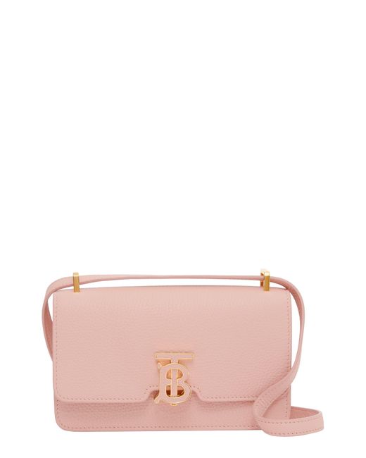 Burberry Mini Tb Leather Shoulder Bag in Pink Lyst