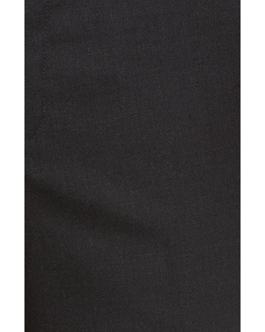 Berle Black Flat Front Stretch Solid Wool Trousers for men