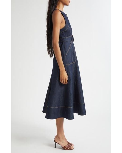 Cinq À Sept Blue Cezanne Denim Midi Dress