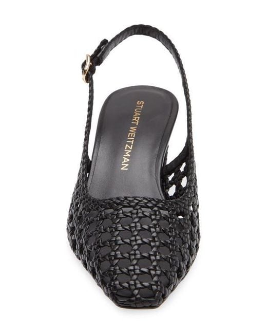 Stuart Weitzman White Stassi Woven Slingback Pump