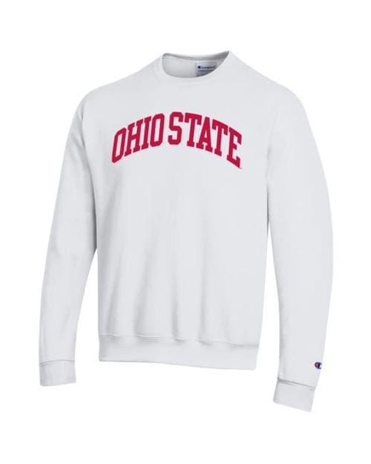 Champion White Ohio State Buckeyes Basic Arch Fleece Pullover Sweatshirt for men