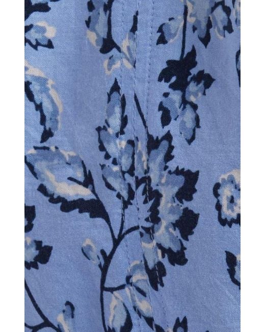 Beach Lunch Lounge Blue Atlas Print Sleeveless Tiered Dress