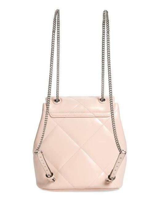 Tory Burch Pink Small Kira Diamond Quilted Leather Backpack