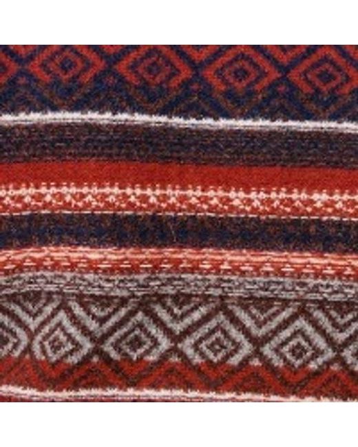 aubi Red Fair Isle Crew Neck Wool Sweater for men