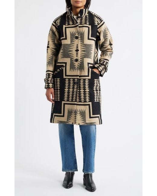 Pendleton Blue Timberline Virgin Wool Blend Blanket Coat