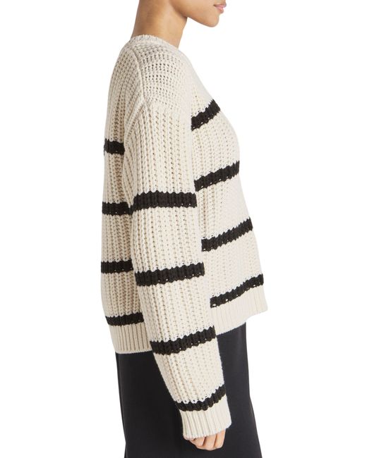 Splendid Natural Cella Jane Stripe Cotton Blend Pullover Sweater