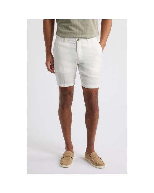Scott Barber White Flat Front Shorts for men